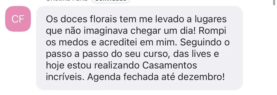 Print: aluna conta que está com a agenda fechada até dezembro